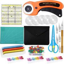 93pcs Rotary Cutter Tool Kit Including 5 Replacement Blades Cutting Mat Scissors Fabric Clips Patchwork Ruler for Sewing DIY blue