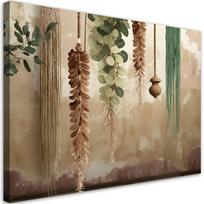 Canvas print, Hanging leaves scandi boho 60x40 žalia
