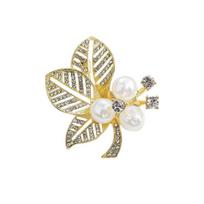Korean Personality Antique Leaf Pearl Brooch Femininity Suit Decorative Pin Brooch Brooch Women'S Fashion Diamond-Encrusted Brooch auksas