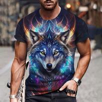 Vintage Animal 3D Wolf Print Mens T-shirt Casual Street Man's T-shirt Oversized Tee Shirt Men Clothing Loose Top S gray