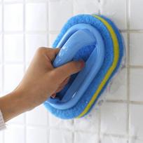 Bathroom Tile Brush, Bathtub Brush with Handle, Suitable for Kitchen and Bathroom Cleaning with Glass Walls, Magical Sponge