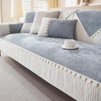 Nordic minkštas šenilinis sofos užvalkalas neslystantis universalus sofos pagalvėlės rankšluostis, skirtas svetainei, dulkėms atsparus sofos kilimėlis, baldų apsauga 70x70 beige