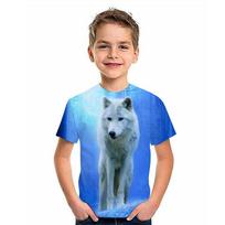 2025 Retro Animal Wolf 3d Printed T Shirt Kids Children Birthday Tshirts Baby Clothes Boys Girls Casual T-Shirts Top Tee Summer 100 blue