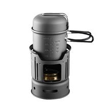 Outdoor Alcohol Stove Camping Stove Stainless Steel Aluminum Alloy Cookware Cookout Picnic Cooking Hiking BBQ Traveling Tools gray