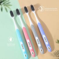 Life Story Bamboo Charcoal Silk Toothbrush with Soft Bristles for Adults - Includes Tongue Cleaner Carbon filament spin-cleaning type white