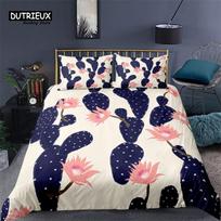 Cartoon Cactus Duvet Cover Tropical Botany Garden Plants 3D Print Bedding Set Succulents Pillowcase Microfiber Comforter Cover EU single(135x200cm) gray