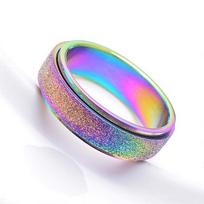 Stainless Steel Fidget Spinner Rings Seeds For Women Mens Sand Blast Finish Lucky Worry Ring For Anxiety Rotating Ring ADM 10 blue