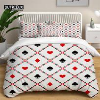 Soft Poker Bedding Set Retro Player Card Game Tarot Print Duvet Cover For Kids Boys Girls Teens Geometric Pattern Pillow Shams EU single(135x200cm) gray