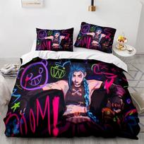 Arcane Anime Game Jinx Bedding Set Bedding Set Cute Quilt Cover Bed Cover With Pillowcase Twin Single Queen King Size Boys Adult EU Single(135x200cm) black