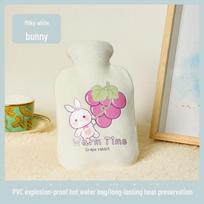 Cute Cartoon Plush Hot Water Bottle with Thickened Explosion-Proof Cover for Warm Compress 500ml beige