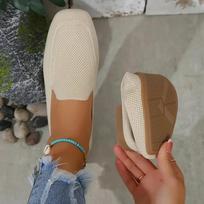 2024 Women's Sports Shoes Tennis Women's Solid Color Breathable Knitted Mesh Flat Casual Shoes Winter Formal Women's Shoes 43 alyvuogių žalios spalvos