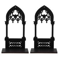 Dekoratyvinis laikiklis Stulpas Statulėlė Žvakidės Laikikliai Nešiojamas Stovas Juodiems Vintažiniams Sieniniams Žibintams 15x6cm black