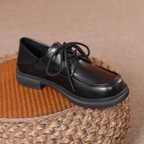 Lefu Shoes Women's 2024 New Matsuke Lace Up Heightening JK College English Style Small Leather Shoes Women's Single Shoes 35 juoda