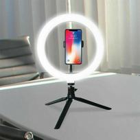 10 colių Mini Asmenukių Žiedinė Lempa Stalinis LED Šviestuvas Vaizdo Šviesa Su Trikoju YouTuber'iui Foto Fotografijos Studijai balta