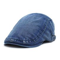 Washed Denim Beret Thin Cotton Hat Men'S And Women'S Fashion Cap Forward Hat Hat Adjustable vidutiniškai mėlyna spalva