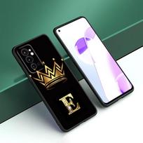Auksinės Karūnos Raidės Juodas Silikoninis Telefono dėklas OnePlus 9 10 11 12 ACE 2V Pro 9RT 10T 10R Nord CE 2 3 Lite N10 N20 N30 5G OnePlus Nord N10 5G