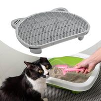 Cat Litter Mat Trapping Ramp for Box Footboard Pad Double Layered pilka spalva