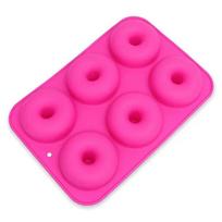 6-Cavity Silicone Donut Mold Baking Pan Donut Maker Mould Non-stick Silicone Molds Cake Donuts Bagels Pastry Baking Accessories pink
