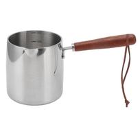 450 ml nerūdijančio plieno sviesto šildytuvas, mini sviesto, kavos, pieno puodelis, maža keptuvė su medine rankena L gray