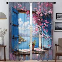 Beauty Door and Centain Modern Living Room Curtains for Camera Halloween Decoration Tulle for Bedroom Home Interior Curtains W50xH70cmx2pcs-CL