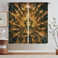 Blinds Thousand-hand Avalokitesvara Luxury Curtains for Living Room on Sale Tulle in Kitchen Curtains 2 Pieces Window Tentacles W50xH70cmx2pcs-CL