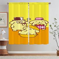 Pom Pom Purin Children's Room Curtains Blackout Blind Short Window Curtains Home Shade Curtain for Living Room Curls Tentacles W50xH70cmx2pcs-CL