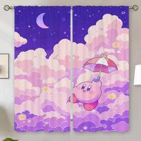Blackout Curtain for Quarto Kawaii Cartoon Kirbys Window Curtains Salon 2 Pieces Blinds Living Room Curtain Tiebacks Shades the W50xH70cmx2pcs-CL white