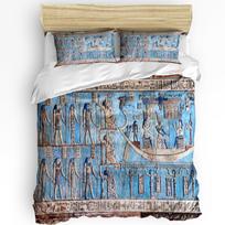 Hieroglyphic Carvings Ancient Egyptian Temple 3pcs Bedding Set For Double Bed Home Textile Duvet Cover Quilt Cover Pillowcase EU single(135x200cm)