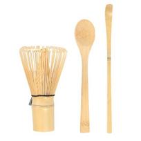Bambuko „Matcha“ plaktuvas su arbatiniu šaukšteliu Rankų darbo tradiciniu japonišku „Chasen“ maišymo šepetėliu beige