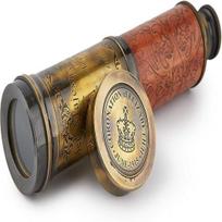 Handcrafted Telescope  Half Leather Carving 50.8cm  Functional  Replica Brass Nautical  Spyglass Telescope