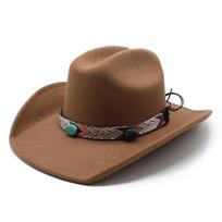 Wind Retro One-Word Top Denim Woolen Jazz Hat Children'S Versatile Felt Hat British Top Hat Trendy Man M（56-58cm） chaki
