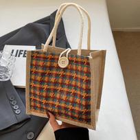 Office Workers Carry Rice Bags, Women'S Fashion Linen Handbags, Women'S Japanese Girls, Small Satchel Women brown