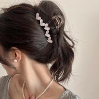 Summer Love Grab Clip Female Shark Clip Large Hairpin Back Head Clip Headgear Hair Accessories Premium Sense Hairpin Hair Grab black