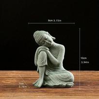 Zen Buddha statue ornaments fish tank rockery bonsai flowing water figure micro landscape decoration Green Sandstone small Craft