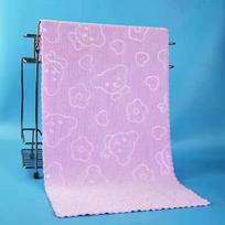 Microfiber Lace Cartoon Bear Embossed Towel - Colorful Gift Towel 30*60 180g violetinė
