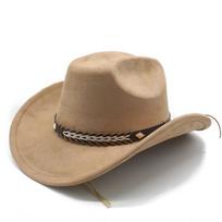 Suede Jazz Top Hat Women'S Brim Suede One-Word Top Men'S Ladies Cowboy Hat Felt Hat M（56-58cm）
