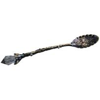Vintage Flower Carving Tea Coffee Dessert Spoon Long Crystal Handle Dinnerware AVE žalia