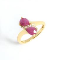 Natūralus užpildytas rubinas brangakmenis Žiedas 18K Geltonas Auksas 925 Sidabras Lengvas Prabangus Mados papuošalas moterims mergaitėms Gimtadienio dovana US RING SIZE:7# raudona
