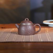 150ml Antique Yixing Purple Clay Teapot Handmade Silver Circle Qin Quan Pot Raw Ore Purple Mud Kettle With Strainer Zisha Teaset gray