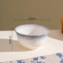 French Style Relief Dining Plates Delicious Dishes Deep Soup Plate Exquisite Fruits Salad Ceramic Plate Blue Edge Home Tableware white