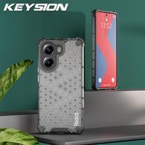 KEYSION Shockproof Armor Case for Xiaomi POCO X7 Pro Soft Silicone+PC Transparent Honeycomb Phone Back Cover for Redmi Turbo 4 for POCO X7 Pro tamsiai pilka spalva