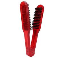 Hair Straightening Plywood Comb Straightener Styling Comb Hairdressing Tool (Blue) raudona