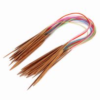 Daugiaspalvės plastikinio vamzdžio karbonizuotos dvigubos žiedinės bambuko megztinio adatos(100 cm39,4 colio) 1CM brown