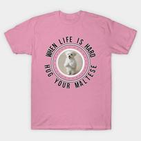T Shirt Women Maltese Dogs Lovers Hug Puppy Gift Harajuku Print Kawaii Tshirt Summer Short Sleeve Female T-Shirt Top Tee S rožinė