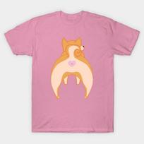 T Shirt Women Red Shiba Inu Puppy Butt Harajuku Print Kawaii Tshirt Summer Short Sleeve Female T-Shirt Top Tee S rožinė