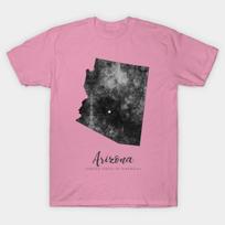 T Shirt Women Arizona State Map Harajuku Print Kawaii Tshirt Summer Short Sleeve Female T-Shirt Top Tee S rožinė