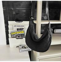 Men'S And Women'S Niche Pleated Lazy Style Big Satchel Casual Commuter Messenger Bag Fashion Trend Black Shoulder Bag gray