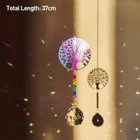 Colorful Purple Gold Crystal Pendant Garden Suncatcher Wind Chimes Crystal Chain Rainbow Prism for Home Window Party Decoration black