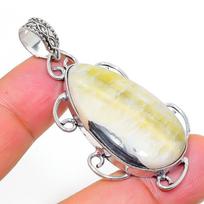 Bumblebee Jasper Handmade 925 Sterling Silver Gift Pendant 2.17  d8Q46 beige