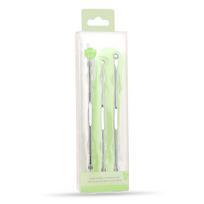 Kaqi Duoduo Stainless Steel Acne Tool Set: Double-Headed Needle, Curved Hook & Pressure Ring (3 Pieces) KK843 white